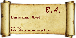 Barancsy Axel névjegykártya